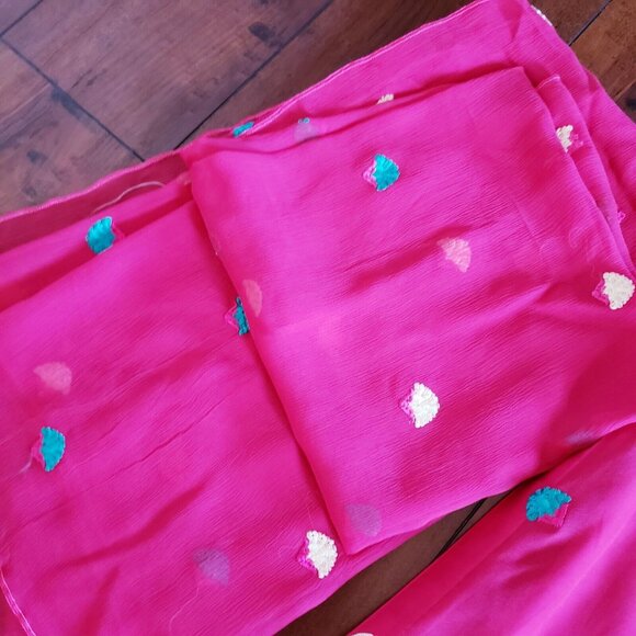 Embroidered Salwar Kameez Dupatta Long Scarf Cotton Chiffon Party Wear Dress - Picture 5 of 9